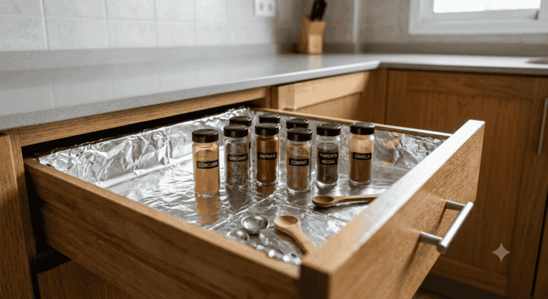 Cómo usar papel aluminio para mantener limpios los cajones de tu cocina