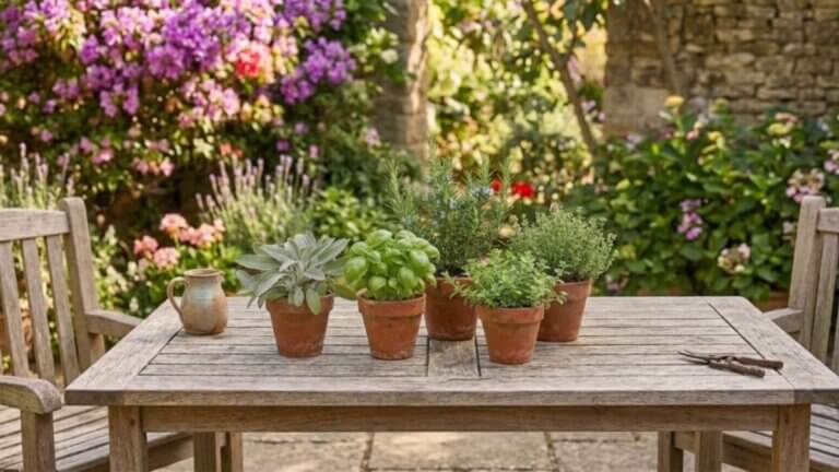 5 plantas aromáticas resistentes para una mesa exterior de verano