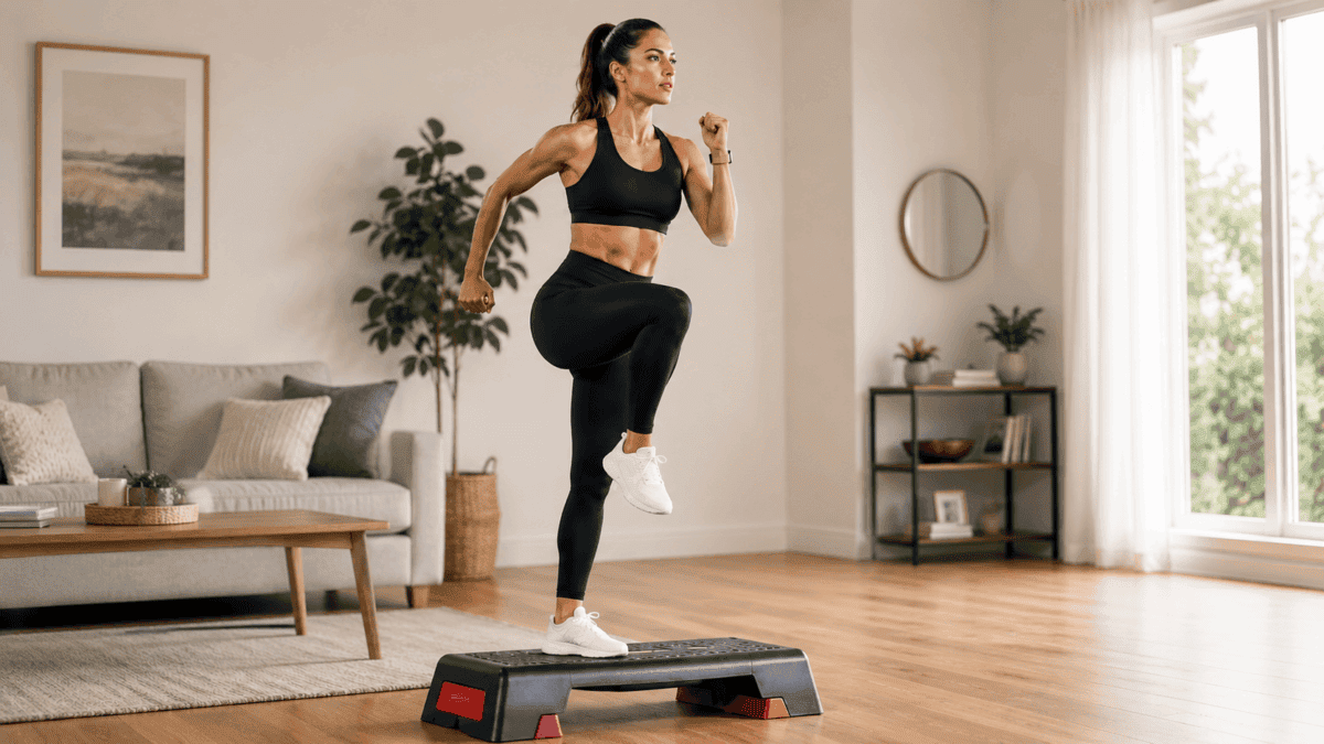 Subida al step con la rodilla arriba