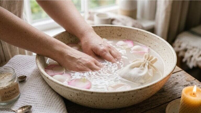Manos cansadas al final del día: 4 ingredientes para un baño tibio, aromático y reconfortante