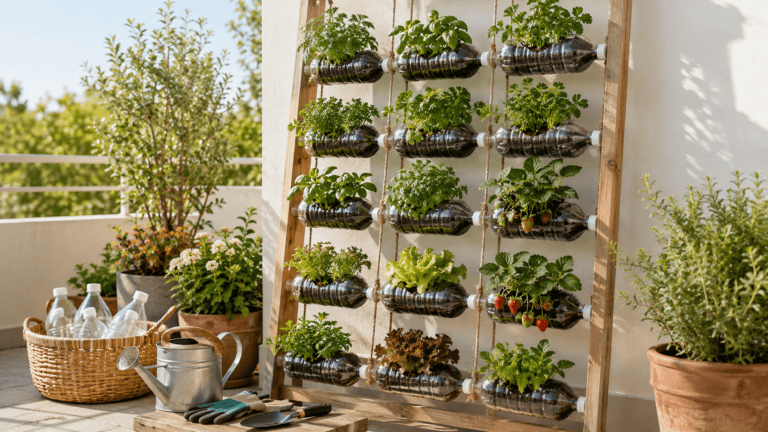 Cómo hacer tu propia huerta vertical usando botellas recicladas