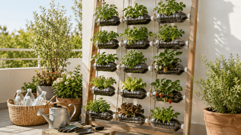 Cómo hacer tu propia huerta vertical usando botellas recicladas