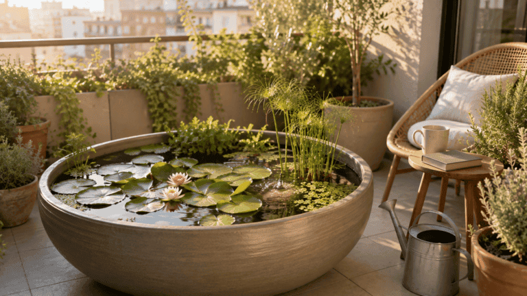 Mini estanque en maceta: la forma de crear un jardín acuático en tu balcón o terraza