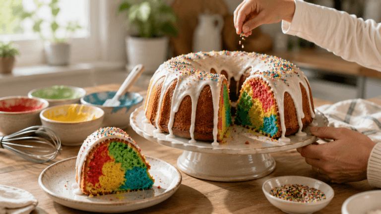 Receta fácil de torta arcoíris: cómo hacerla con cuatro colores, glasé y confites