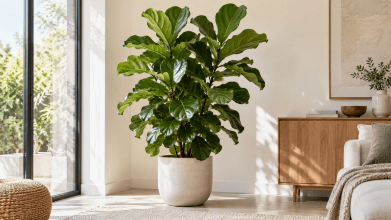 Ficus lyrata con hojas caídas o marrones: 7 cambios sencillos para verlo erguido y verde