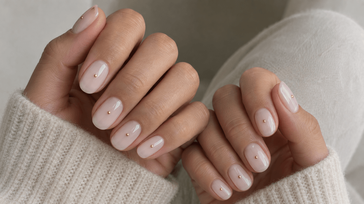 Manicura con un punto dorado