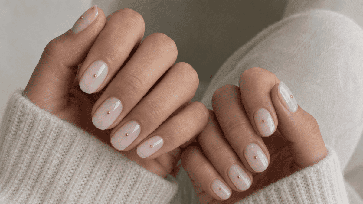 Manicura con un punto dorado