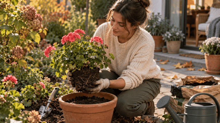 Cómo trasplantar tus plantas de jardín favoritas a una maceta antes de que llegue el frío