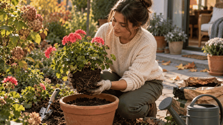 Cómo trasplantar tus plantas de jardín favoritas a una maceta antes de que llegue el frío