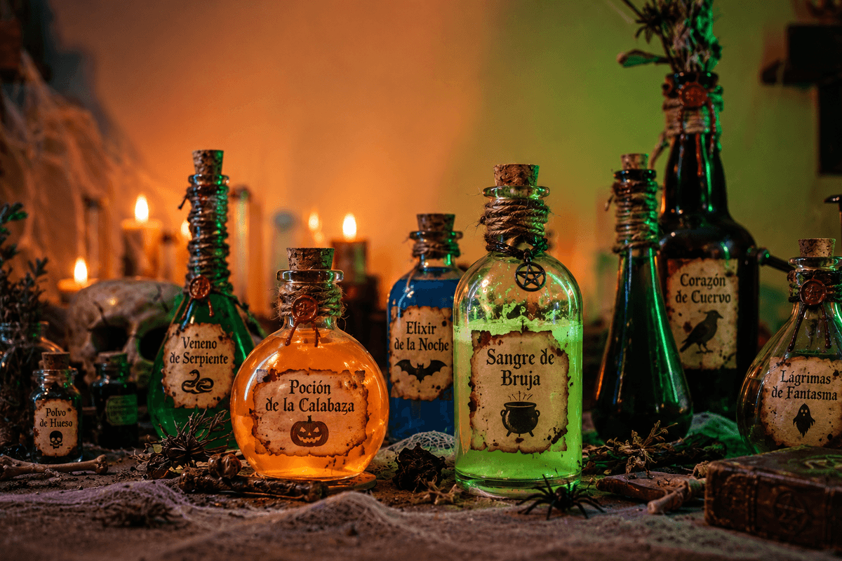 Frascos decorados de Halloween