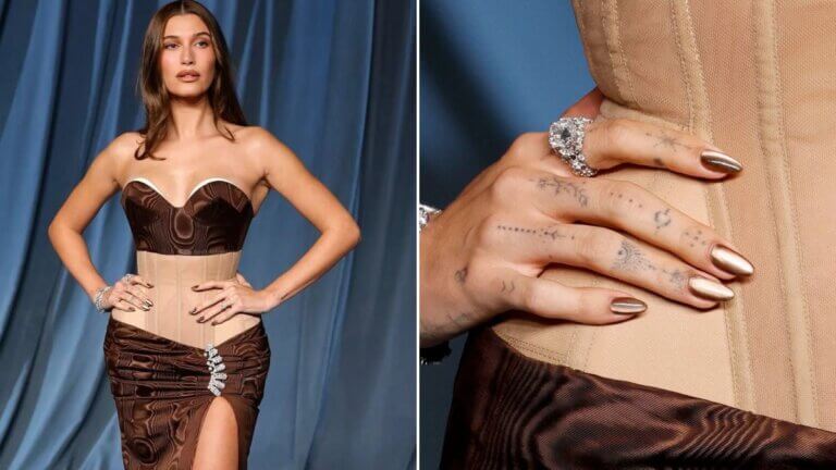 Uñas otoñales con personalidad: del "mocha mousse" de Hailey Bieber a la francesa multicolor de Dua Lipa